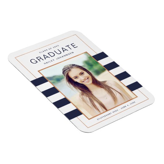 ネイビーストライプズ卒業写真マグネット マグネット (右側)