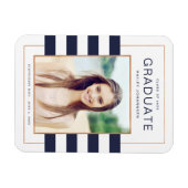 ネイビーストライプズ卒業写真マグネット マグネット (横)