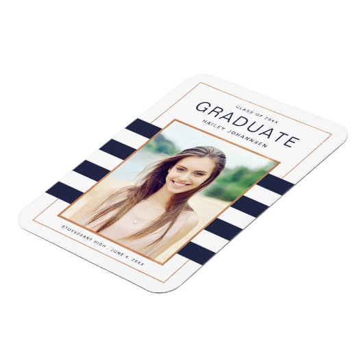 ネイビーストライプズ卒業写真マグネット マグネット (左側)