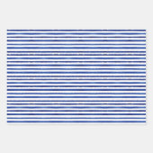 ネイビーストライプズ&ダマスクとイエローレモンのパターン ラッピングペーパーシート (正面2)