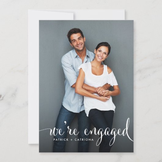 ネイビーストライプズ |フォト婚約パーティ招待状 招待状 (正面)