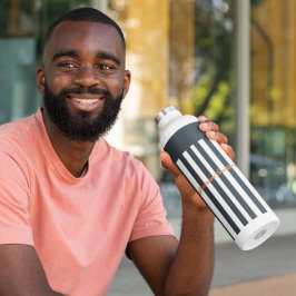 ネイビーストライプズ |紳士モダンのモノグラム ウォーターボトル