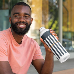 ネイビーストライプズ 紳士モダンのモノグラム ウォーターボトル