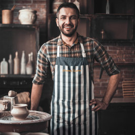 ネイビーストライプズ |紳士モダンのモノグラム エプロン