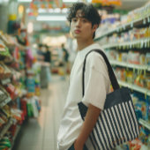 ネイビーストライプズ |紳士モダンのモノグラム トートバッグ