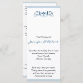 ネイビーストライプフローラアクセント結婚式 プログラム (正面/裏面)