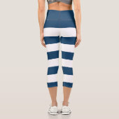ネイビーストライプブルーのストライプ、パタストライプのーン カプリレギンス (裏面)