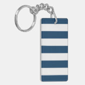 ネイビーストライプブルーのストライプ、パタストライプのーン キーホルダー (正面左)