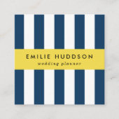 ネイビーストライプブルーのストライプ、パタストライプのーン スクエア名刺 (正面)
