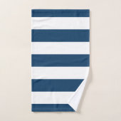 ネイビーストライプブルーのストライプ、パタストライプのーン バスタオルセット (ハンドタオル)