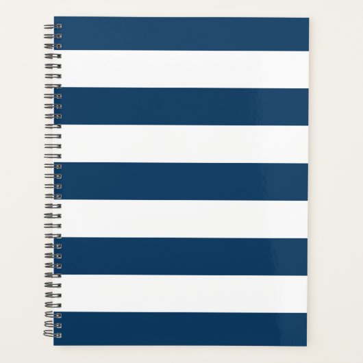 ネイビーストライプブルーのストライプ、パタストライプのーン プランナー手帳 (正面)