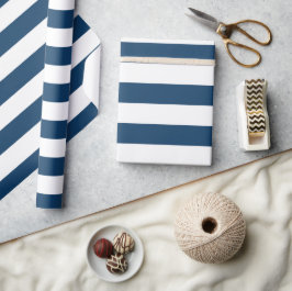 ネイビーストライプブルーのストライプ、パタストライプのーン ラッピングペーパー