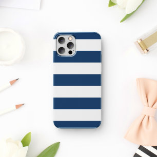 ネイビーストライプブルーのストライプ、パタストライプのーン iPhone 11 ケース