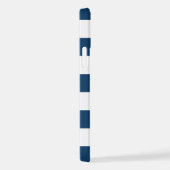 ネイビーストライプブルーのストライプ、パタストライプのーン iPhoneケース (右側面)