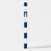 ネイビーストライプブルーのストライプ、パタストライプのーン iPhoneケース (左側面)