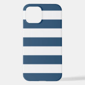 ネイビーストライプブルーのストライプ、パタストライプのーン iPhoneケース (裏面)