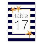 ネイビーストライプブルーの結婚・ヒトデのテーブル番号 テーブルナンバー (裏面)