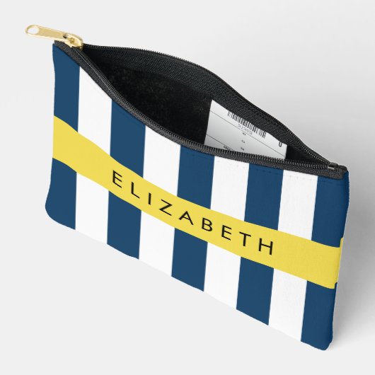 ネイビーストライプブルーストライプののパターン名 アクセサリーポーチ (見開き)