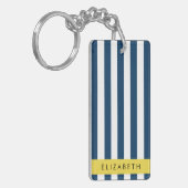 ネイビーストライプブルーストライプののパターン名 キーホルダー (正面左)