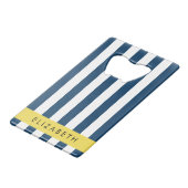 ネイビーストライプブルーストライプののパターン名 クレジットカード栓抜き (正面アングル)