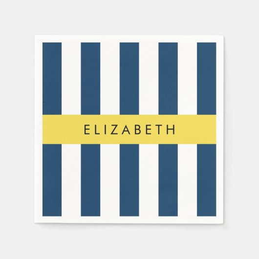 ネイビーストライプブルーストライプののパターン名 スタンダードカクテルナプキン (正面)