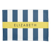 ネイビーストライプブルーストライプののパターン名 枕カバー (正面)