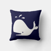 ネイビーストライプブルー枕に白いクジラ クッション (裏面)