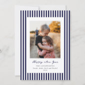 ネイビーストライプ新年フラットフォトカード シーズンカード (正面)
