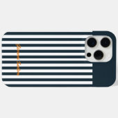 ネイビーストライプ | モダンジェントルマンモノグラム Case-Mate iPhoneケース (裏面 (横))