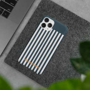 ネイビーストライプ   モダンジェントルマンモノグラム iPhone 15 PRO MAXケース