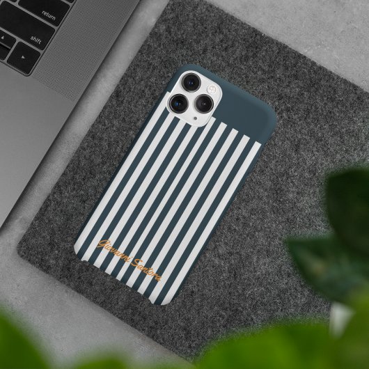 ネイビーストライプ | モダンジェントルマンモノグラム Case-Mate iPhoneケース