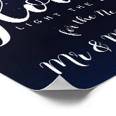 ネイビーストリングオブライツラブグロー結婚式 ポスター (角)