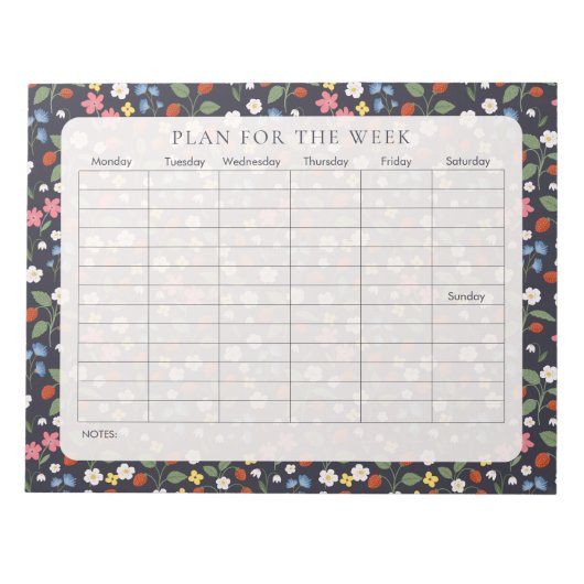 ネイビーストロベリーティアウェイウィークリープランナー ノートパッド (正面)