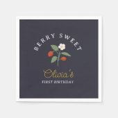 ネイビーストロベリーピンクの誕生日 スタンダードカクテルナプキン (正面)