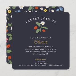 ネイビーストロベリーファースト招待状 招待状