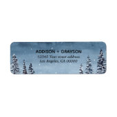 ネイビースノーウィーウィンターパインツリーの水色結婚の設定 ラベル (正面)