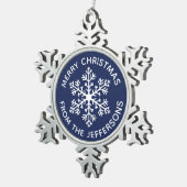 ネイビースノーフレーククリスマスオーナメント スノーフレークピューターオーナメント (右)