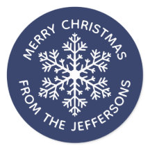 ネイビースノーフレーククリスマスステッカー