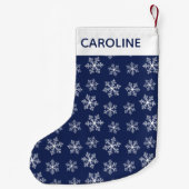 ネイビースノーフレーククリスマスストッキング スモールクリスマスストッキング (裏面)