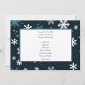 ネイビースノーフレーククリスマスポット幸運の夕食会 招待状 (裏面)