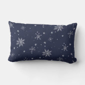 ネイビースノーフレーククリスマス ランバークッション (裏面)