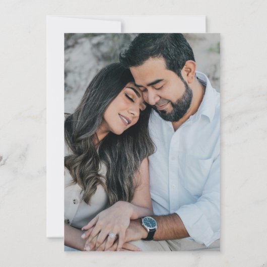 ネイビースノーフレーク冬のフォーマル写真結婚の 招待状 (裏面)