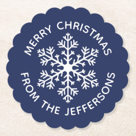 ネイビースノーフレーク紙コースター ペーパーコースター
