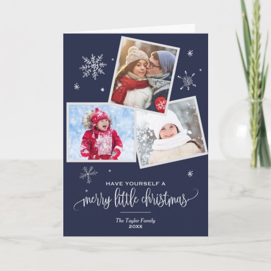 ネイビースノーフレーク |写真:クリスマス写真3 シーズンカード (正面)