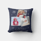 ネイビースノーフレーク | 3フォトクリスマス クッション (正面)