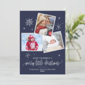 ネイビースノーフレーク | 3フォトクリスマス シーズンカード (スタンド正面)