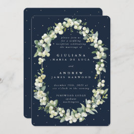 ネイビースノーベリー+ユーカリウェディングレセプションのみ 招待状