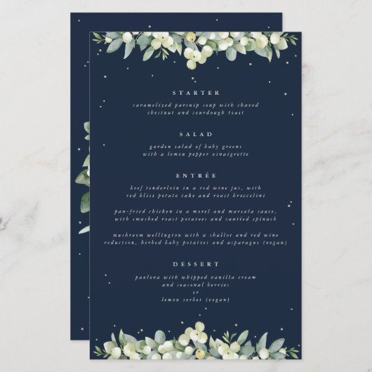 ネイビースノーベリー+ユーカリ4コースメ結婚ニュー (正面/裏面)