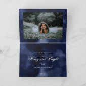 ネイビースパークルクリスマスホリデーフォトカード シーズンカード (内部)