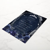 ネイビースパークルフラワーティアラシルバーキンセアニェラ 箔招待状 (回転した状態)